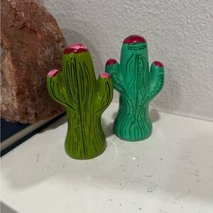 Cactus Shaped Salt and Pepper Shakers - Green‎ and Teal